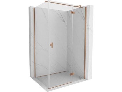 MEXEN/S - Mist H T sprchový kout dveře křídlové pravá 70 x 85, transparent, měď kartáčovaná 8A5T-070-085-65-00-P