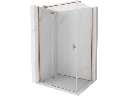 MEXEN/S - Mist H T sprchový kout dveře křídlové levá 75 x 85, transparent, měď kartáčovaná 8A5T-075-085-65-00-L