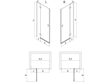 MEXEN/S - Mist-H L sprchové dveře křídlové pravé 105, transparent, měď kartáčovaná 8A5L-105-000-65-00-P