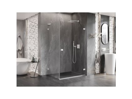 MEXEN/S - Lunar-B L sprchový kout dveře křídlové pravá 100 x 90, transparent, bílá 832L-100-090-20-00-P