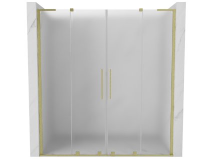 MEXEN/S - Velar L Duo posuvné sprchové dveře 200, dekor, zlatá kartáčovaná 871-200-003-32-55