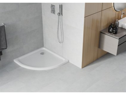 MEXEN - Flat sprchová vanička čtvrtkruhová slim 100 x 100, bílá 41101010