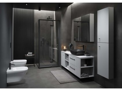 CERSANIT - SET C119 Sprchový kout Larga, pravý, 120x80x195, černý, čiré sklo S601-319