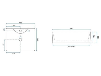 REA - Umyvadlo na desku Kelly Mini Aiax Shiny REA-U6504