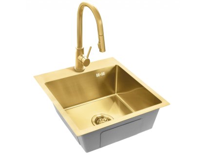 REA - Ocelový dřez Leo 40 BRUSH GOLD ZLE-06001