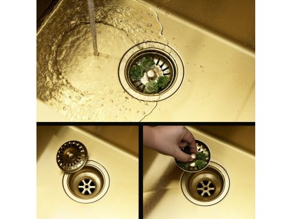 REA - Ocelový dřez Liam BRUSH GOLD ZLE-06007