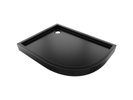 MEXEN - Flow+ Sprchová vanička čtvrtkruh asymetrická levá 90 x 80, černá mat 46Q708090LH