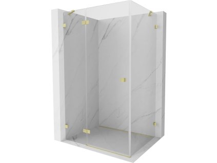 MEXEN/S - Lunar sprchový kout dveře křídlové levá 70 x 80, transparent, zlato kartáčovaná 834-070-080-55-00-L