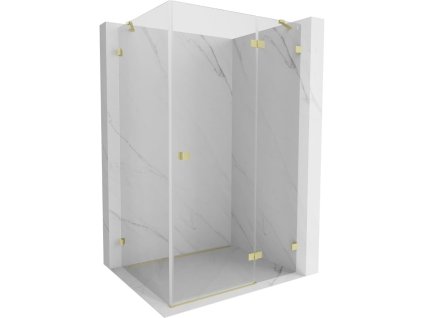 MEXEN/S - Lunar sprchový kout dveře křídlové pravá 70 x 80, transparent, zlato kartáčovaná 834-070-080-55-00-P