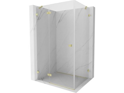 MEXEN/S - Lunar sprchový kout dveře křídlové levá 75 x 80, transparent, zlato kartáčovaná 834-075-080-55-00-L
