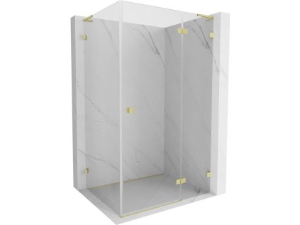 MEXEN/S - Lunar L sprchový kout dveře křídlové pravá 70 x 80, transparent, zlato kartáčovaná 834L-070-080-55-00-P