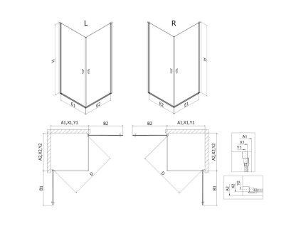 MEXEN/S - Mist-B Duo sprchový kout dveře křídlové 75 x 70, transparent, černá 8A2-075-070-70-00
