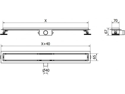 MEXEN/S - Flat M15 odtokový žlab 80 cm černý 1724080-15