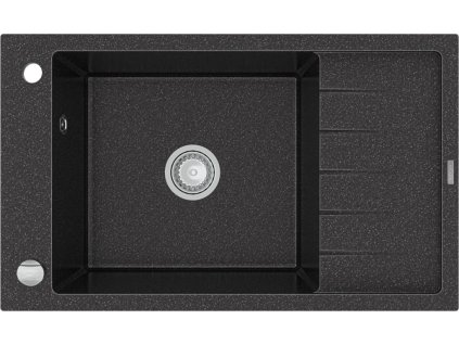 MEXEN - Elias granitový dřez 1 mísa dřez s odkapávací krátký odkapávač 795x480 mm, černá mottled 6511791005-76