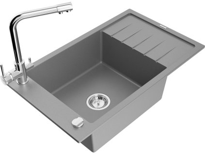 MEXEN/S - Elias granitový dřez 1-miska včetně baterie Duero, šedý 6511-71-671600-00