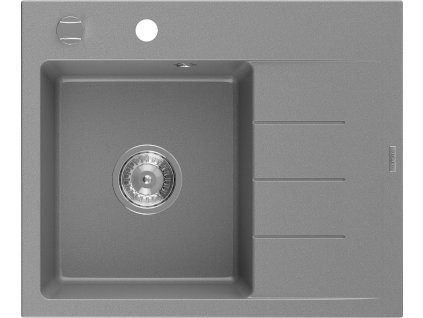 MEXEN - Ben granitový dřez 1 s odkapávačem levý 600 x 500 mm, šedý, sifon chrom 6522605000-71