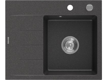 MEXEN - Ben granitový dřez 1 s odkapávačem pravý 600 x 500 mm, černá kropenatá, sifon chrom 6523605000-76