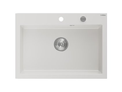 MEXEN - Elix granitový dřez 1-miska 700 x 500 mm, bílá, sifon chrom 6526701005-20