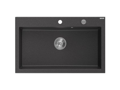 MEXEN - Elix granitový dřez 1-miska 800 x 500 mm, černá kropenatá, sifon chrom 6527801005-76