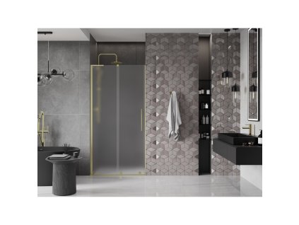 MEXEN/S - Velar L posuvné sprchové dveře 110, dekor, zlatá kartáčovaná 871-110-003-31-55