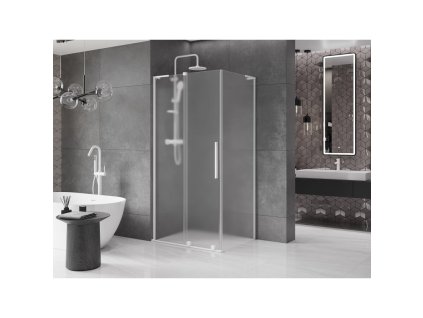 MEXEN/S - Velar L sprchový kout, posuvné dveře 120 x 90, dekor, bílá 871-120-090-33-20