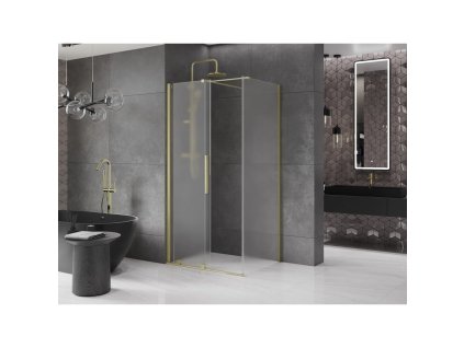 MEXEN/S - Velar sprchový kout, posuvné dveře 110 x 70, dekor, zlato kartáčovaná 871-110-070-31-55