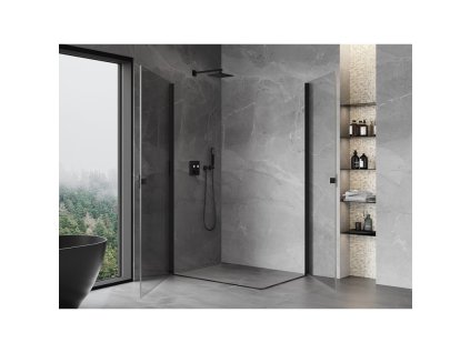 MEXEN/S - Mist-B Duo sprchový kout dveře křídlové 85 x 80, transparent, černá 8A2-085-080-70-00