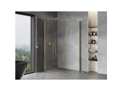 MEXEN/S - Mist-B Duo sprchový kout dveře křídlové 90 x 70, transparent, zlato 8A2-090-070-50-00