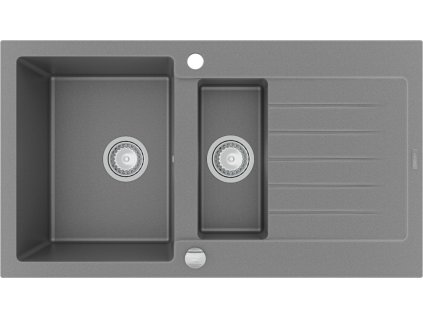 MEXEN - Matias žula dřez 1,5-mísa dřez s vypouštěním krátký odkapávač 900x505 mm, šedá 6502901505-71
