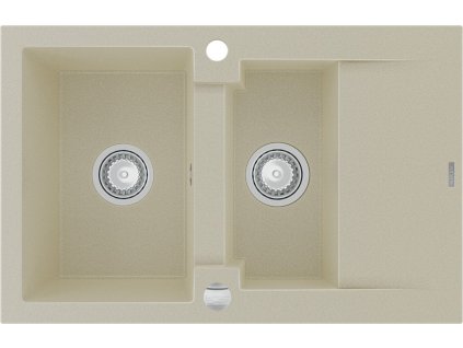 MEXEN - Gaspar žula dřez 1,5-mísa dřez s vypouštěním krátký odkapávač 737x475 mm, béžová 6507731505-69