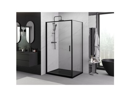 MEXEN/S - Exo sprchový kout dveře křídlové 95 x 80, transparent, černá 817-095-080-70-00