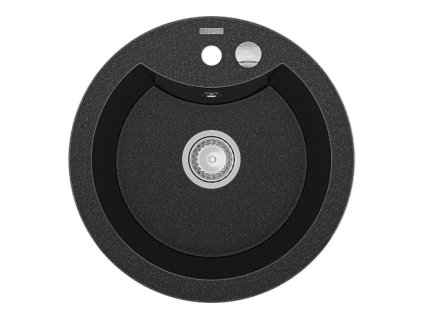 MEXEN - Diego granitový dřez 1-miska 488x480 mm, černá skvrnité 6512481000-76