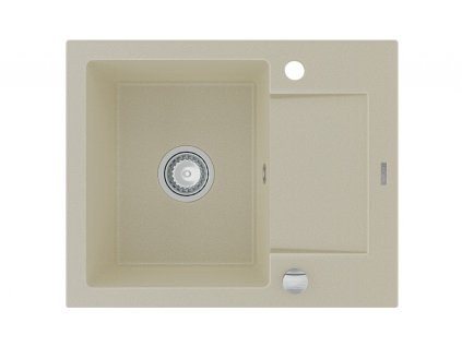 MEXEN - Enzo granitový dřez 1-mísa dřez s vypouštěním krátký odkapávač 576x465 mm, béžová 6506571005-69