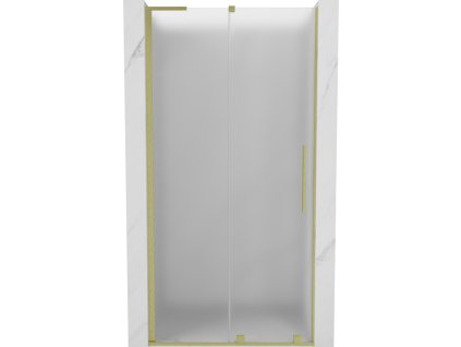 MEXEN/S - Velar L posuvné sprchové dveře 100, dekor, zlatá kartáčovaná 871-100-003-31-55