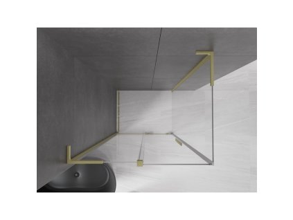 MEXEN/S - Velar L sprchový kout, posuvné dveře 120 x 110, transparent, zlato kartáčovaná 871-120-110-03-55