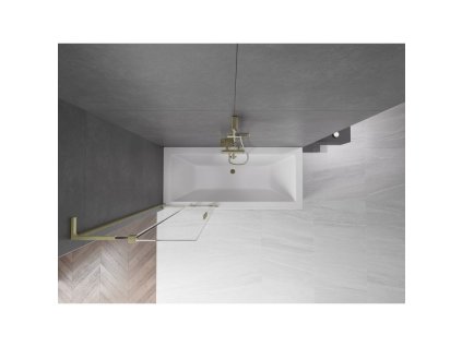 MEXEN/S - Velar L dvoukřídlá posuvná vanová zástěna 70 x 150, transparent, zlatá kartáčovaná 896-070-003-01-55