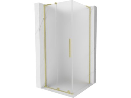 MEXEN/S - Velar L sprchový kout, posuvné dveře 90 x 90, dekor, zlato kartáčovaná 871-090-090-33-55