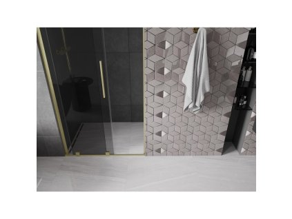 MEXEN/S - Velar L posuvné sprchové dveře 100, grafit, zlatá kartáčovaná 871-100-003-41-55