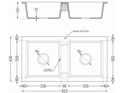 MEXEN/S - Mario granitový dřez 2-bowl včetně baterie Flora, černá kropenatá 6504-76-670401-75-G