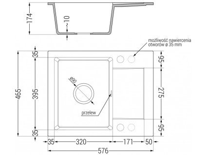 MEXEN/S - Enzo granitový dřez 1-miska s odkapávačem včetně baterie Flora, černá kropenatá 6506-76-670401-75-G