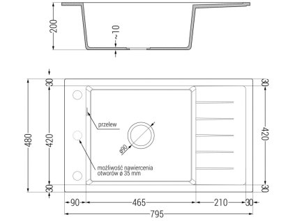MEXEN/S - Elias granitový dřez 1 s odkapávačem včetně baterie Flora, černá kropenatá 6511-76-670401-75-G