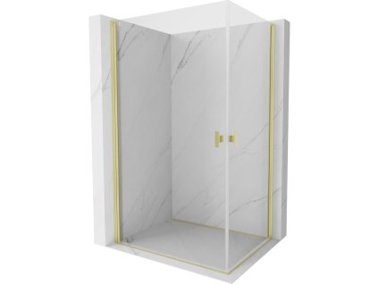 MEXEN/S - Mist-B Duo sprchový kout dveře křídlové 100 x 85, transparent, zlato kartáčovaná 8A2-100-085-55-00