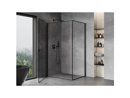 MEXEN/S - Mist-B  sprchový kout dveře křídlové levá 70 x 75, černá okraj, černá 8A2T-070-075-70-70-L