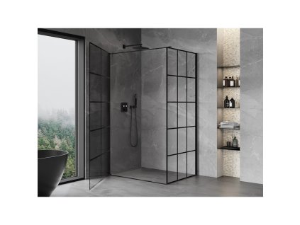 MEXEN/S - Mist-B  sprchový kout dveře křídlové levá 70 x 75, černá kratka, černá 8A2T-070-075-70-77-L