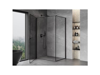 MEXEN/S - Mist-B  sprchový kout dveře křídlové levá 70 x 80, černá okraj, černá 8A2T-070-080-70-70-L