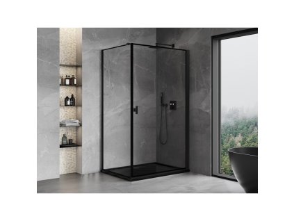 MEXEN/S - Mist-B  sprchový kout dveře křídlové pravá 70 x 90, černá okraj, černá 8A2T-070-090-70-70-P