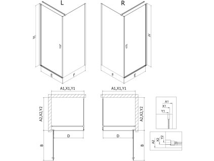 MEXEN/S - Mist-B sprchový kout dveře křídlové 70 x 110, transparent, zlato 8A2T-070-110-50-00