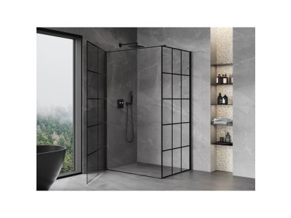 MEXEN/S - Mist-B  sprchový kout dveře křídlové levá 80 x 70, černá kratka, černá 8A2T-080-070-70-77-L