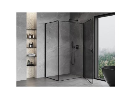 MEXEN/S - Mist-B  sprchový kout dveře křídlové pravá 80 x 75, černá okraj, černá 8A2T-080-075-70-70-P