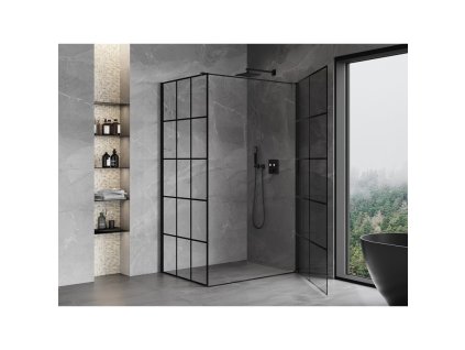 MEXEN/S - Mist-B  sprchový kout dveře křídlové pravá 80 x 75, černá kratka, černá 8A2T-080-075-70-77-P